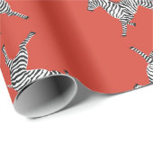 赤の高い5頭のシマウマ ラッピングペーパー (ロールコーナー)