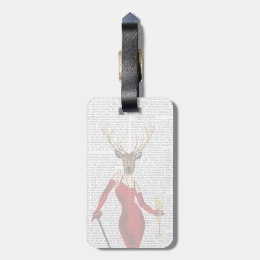 赤の魅力のシカ ラゲッジタグ (裏面縦)