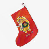 赤の鶏のクリスマス スモールクリスマスストッキング (裏面 (吊り時))