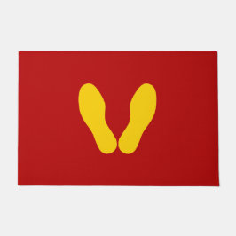 赤の黄色の足跡 ドアマット