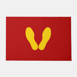 赤の黄色の足跡 ドアマット