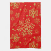 赤の黄金の雪 キッチンタオル (縦)