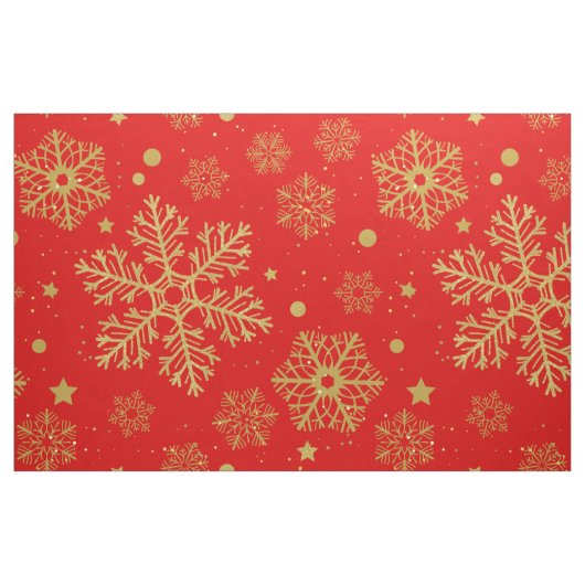 赤の黄金の雪 ファブリック (ファットクウォーター)