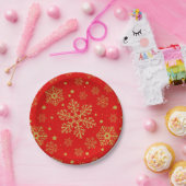 赤の黄金の雪 ペーパープレート (パーティー)