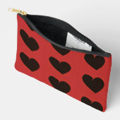 赤の黒いハート アクセサリーポーチ (見開き)
