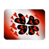 赤の黒いハート マグネット (横)