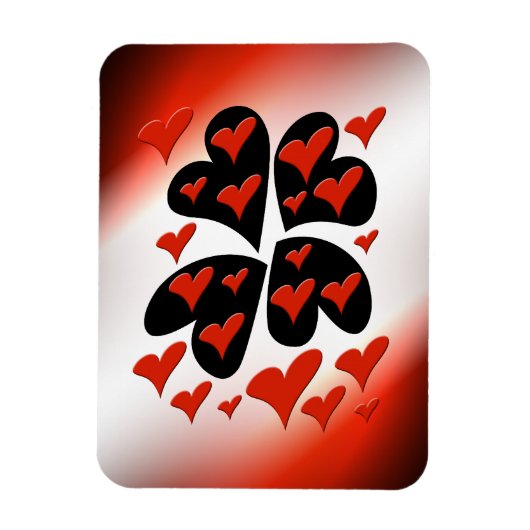 赤の黒いハート マグネット (縦)