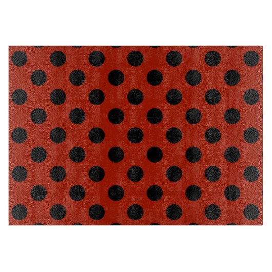 赤の黒い水玉模様 カッティングボード (正面)