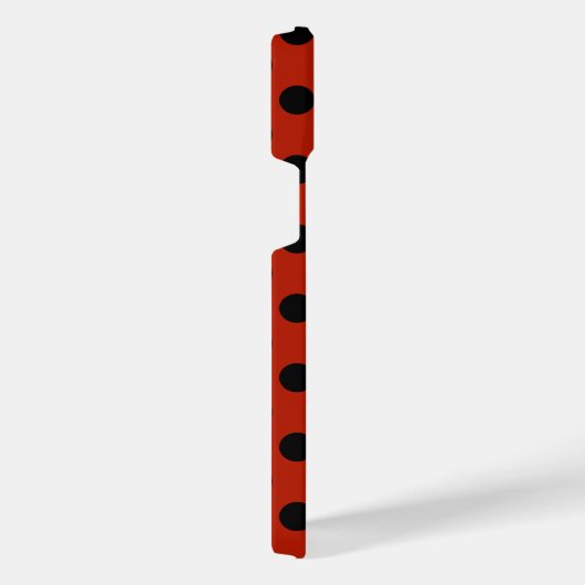 赤の黒い水玉模様 iPhoneケース (右側面)