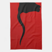 赤の黒い雄牛 キッチンタオル (縦)