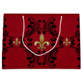 赤の黒いAcanthus ラージペーパーバッグ (正面)