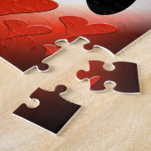 赤の黒のハート ジグソーパズル (側面)