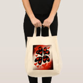 赤の黒のハート トートバッグ (正面(商品))