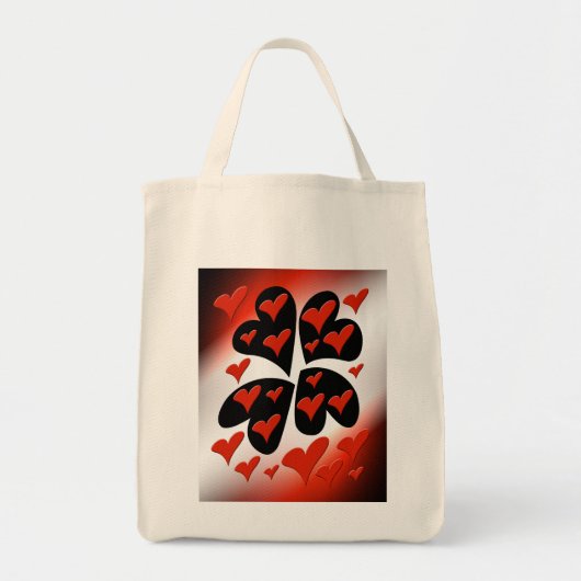 赤の黒のハート トートバッグ (正面)