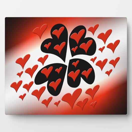 赤の黒のハート フォトプラーク (正面)