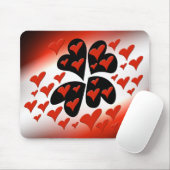赤の黒のハート マウスパッド (マウス)