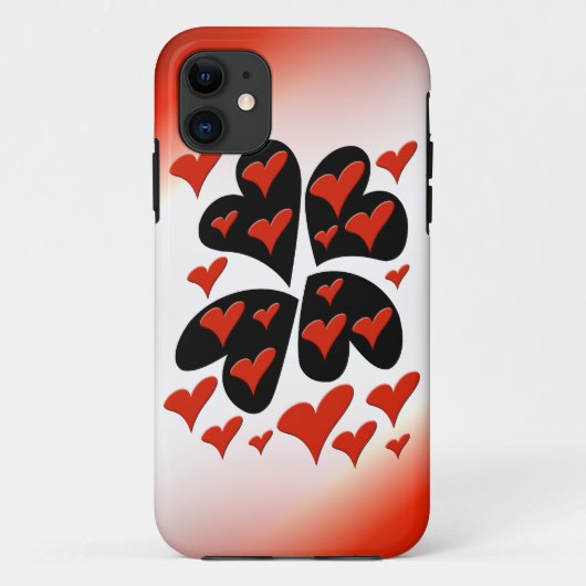 赤の黒のハート Case-Mate iPhoneケース (裏面)