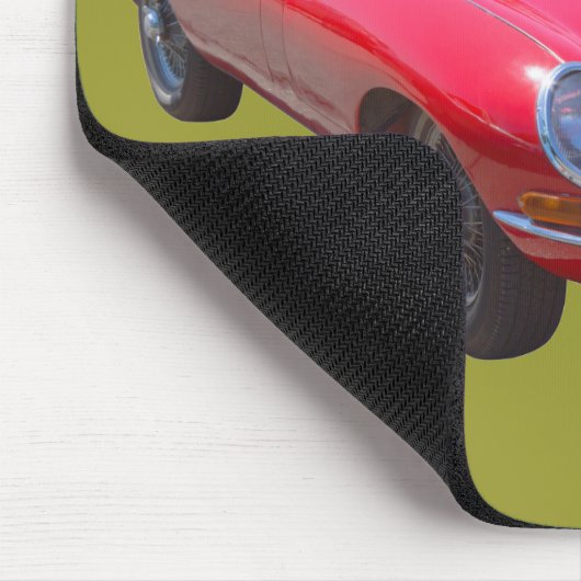 赤の1964年のジャガーXKEの旧式なスポーツ・カー マウスパッド (コーナー)