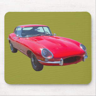 赤の1964年のジャガーXKEの旧式なスポーツ・カー マウスパッド