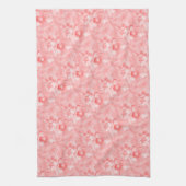 赤の2本のチューリップの花のスケッチ キッチンタオル (縦)