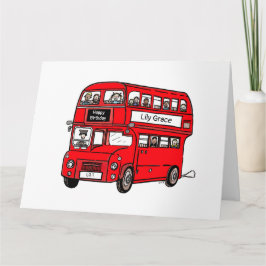 赤の2階建てロンドンバス 誕生日カード カード