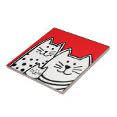 赤の3つの猫ちゃん タイル (側面)
