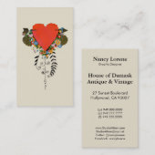 赤の30sバレンタインのハート 名刺 (正面/裏面)