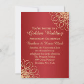 赤の50周年 ゴールドの渦巻き 招待状 (裏面)