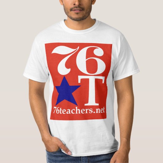 赤の76Teachers価値Tシャツの青 Tシャツ (正面)