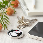 赤のBiancaの漫画の子猫によってはKeychainが開花します キーホルダー (側面)