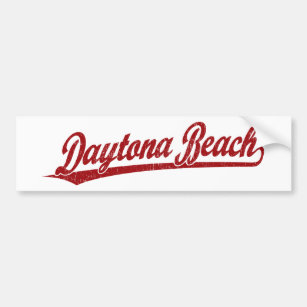 赤のDaytona Beachの原稿のロゴ バンパーステッカー