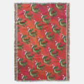 赤のFextive TRex Dinoパターン スローブランケット (正面縦)