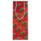 赤のFextive TRex Dinoパターン ワインギフトバッグ (裏面)