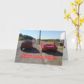 赤のLamborghiniグリーティングカード-勇気付けられる カード (黄色い花)