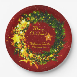 赤のName Year Christmas 20xx金ゴールドリースの追加 ペーパープレート