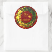 赤のName Year Christmas 20xx金ゴールドリースの追加 ラウンドシール (バッグ)
