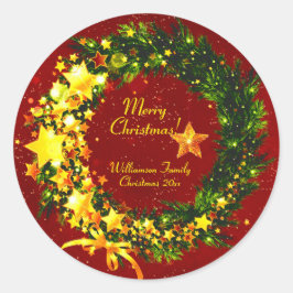 赤のName Year Christmas 20xx金ゴールドリースの追加 ラウンドシール