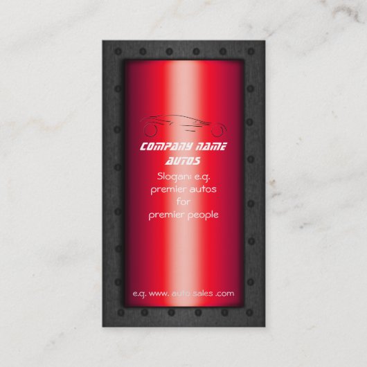 赤のSportscar – 自動販売テンプレート 名刺 (正面)