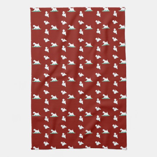 赤のWestie キッチンタオル (縦)