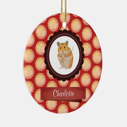 赤はあなたの一流のハムスターを加えます セラミックオーナメント (右)