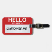 赤はこんにちは私の名前…カスタマイズ可能です ラゲッジタグ (正面横)