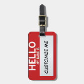赤はこんにちは私の名前…カスタマイズ可能です ラゲッジタグ (正面縦)
