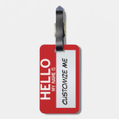 赤はこんにちは私の名前…カスタマイズ可能です ラゲッジタグ (裏面縦)