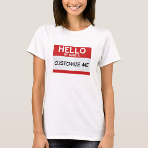 赤はこんにちは私の名前…カスタマイズ可能です Tシャツ