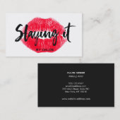 赤はっきりしたい唇を吐くメキスをするークアーティスト 名刺 (正面/裏面)