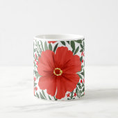 赤はっきりしたい花柄と緑豊かな離れ コーヒーマグカップ (中央)