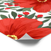 赤はっきりしたい花柄と緑豊かな離れ ポスター (角)