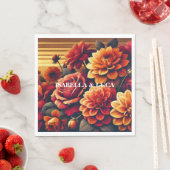 赤はっきりしたとオレンジの水色のフローラエレガント スタンダードランチョンナプキン (インサイチュ)