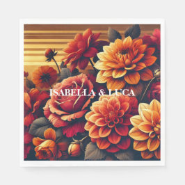 赤はっきりしたとオレンジの水色のフローラエレガント スタンダードランチョンナプキン