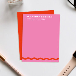 赤はっきりしたとキャンディピンクの波状フレームパーソナル サンキューカード